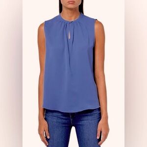 Ann Taylor Blue Keyhole Neck Sleeveless Blouse - Size XSP